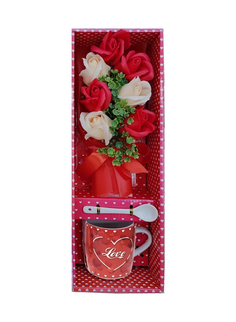 Home Smart HomeSmart Valentine’s Day Gift Set – Mug with Spoon & Artificial Rose, Perfect for Couples, Anniversary, Birthday, or Special Occasion - Image 1